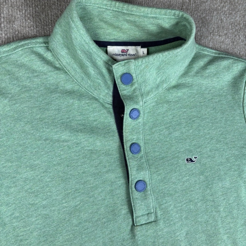 Vineyard Vines Womens L Shep Shirt Pullover‎ Mint Green Snap Sweatshirt Whale